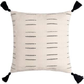 StyleWell Light Beige Abstract 18 in. x 18 in. Square Decorative Throw Pillow with Tassels S00161... | The Home Depot