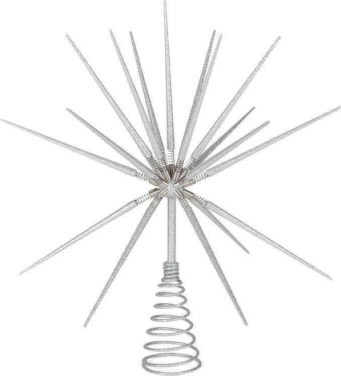 Roman 133173 Silver Burst Tree Topper with Spike on Spring, 15 inch | Amazon (US)