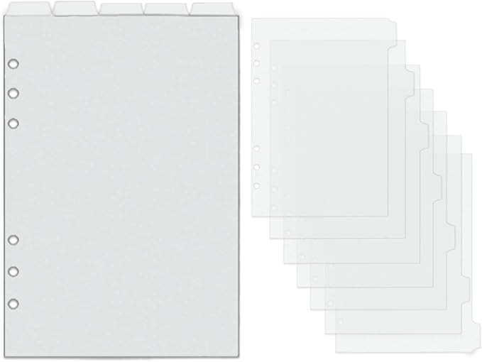 2 Set A5 Binder Dividers Frosted Plastic Index Divider Blank Side 7 Tabs Top 5 Tabs Planner Inset... | Amazon (US)