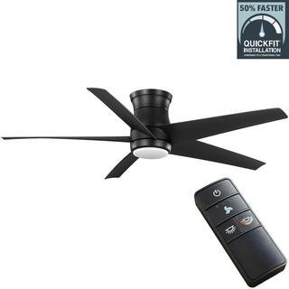 Mena 54 in. White Color Changing LED Indoor/Outdoor Matte Black Hugger Ceiling Fan with Light and Remote | The Home Depot