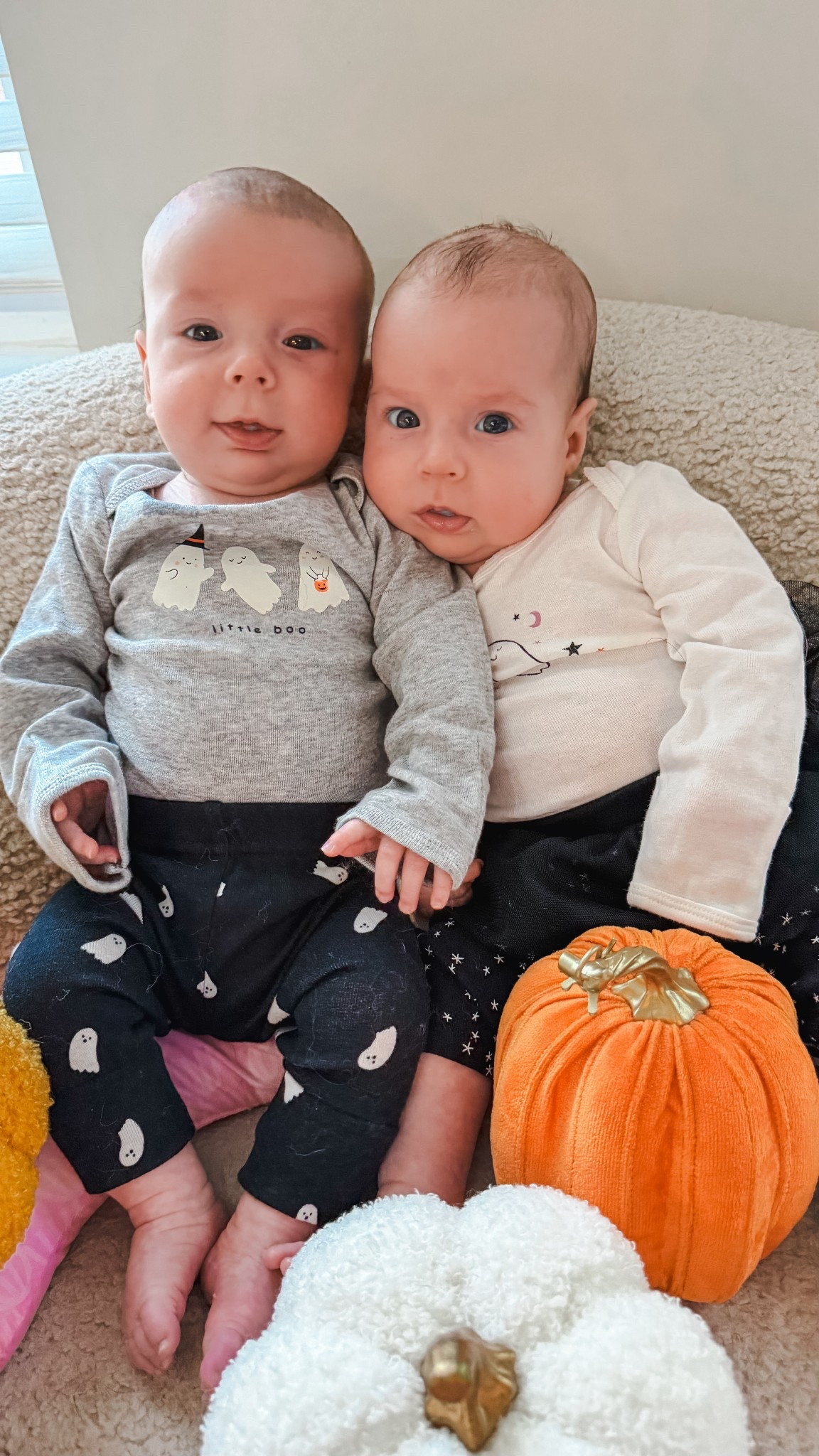 My two little pumpkins wearing their cutie Halloween outfits: stay tuned for their first costume 🥹

#LTKSeasonal #LTKHalloween #LTKHoliday