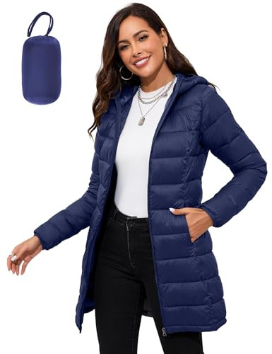 ANOTHER CHOICE Women Packable Puffer Jacket Lightweight Hooded Puffy Jacket (Navy, S) | Amazon (US)