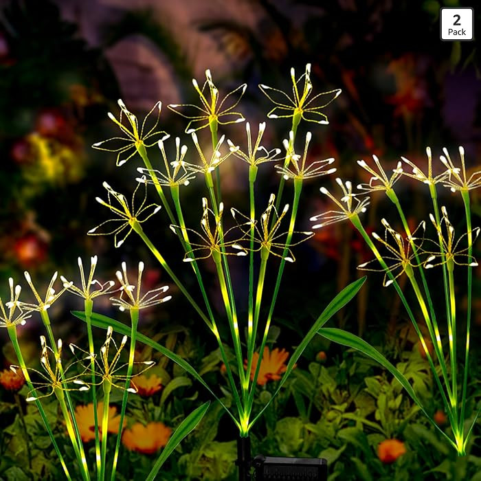 Solar Garden Lights Outdoor: Waterproof 2-Pack DIY Decorative Firework Lights with 2 Modes for Ya... | Amazon (US)