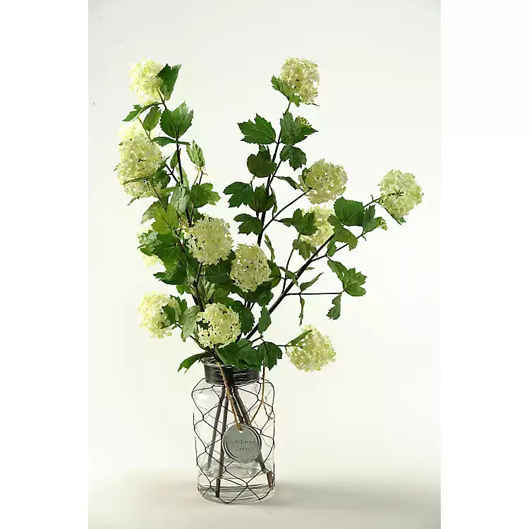 Cream and Green Snowball Branches Arrangement | Kirkland's Home