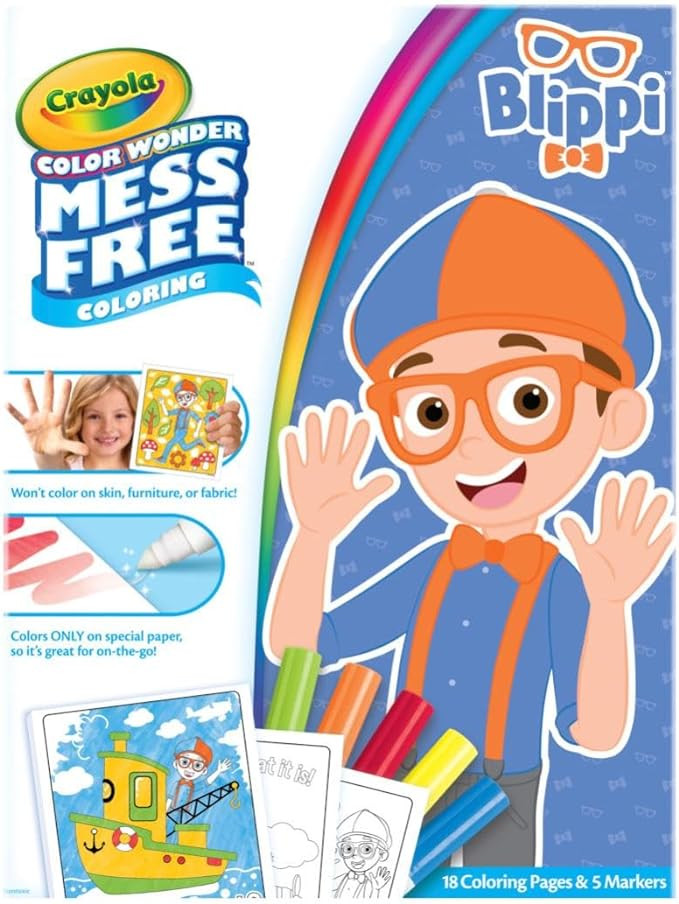 Crayola Blippi Color Wonder Coloring Set, 18 Blippi Mess Free Coloring Pages for Toddlers, Travel... | Amazon (US)