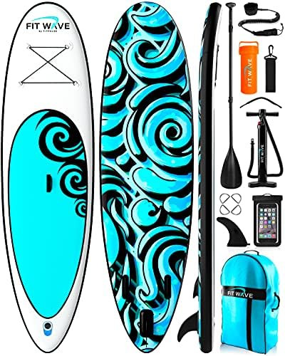 FITWAVE Paddle Board 9.5ft + Kit - Inflatable Paddle Boards for Adults - Inflatable Stand Up Padd... | Amazon (US)