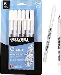 SAKURA Gelly Roll Gel Pens - Bold Tip Ink Pen for Journaling, Art, or Drawing - Classic White Ink... | Amazon (US)
