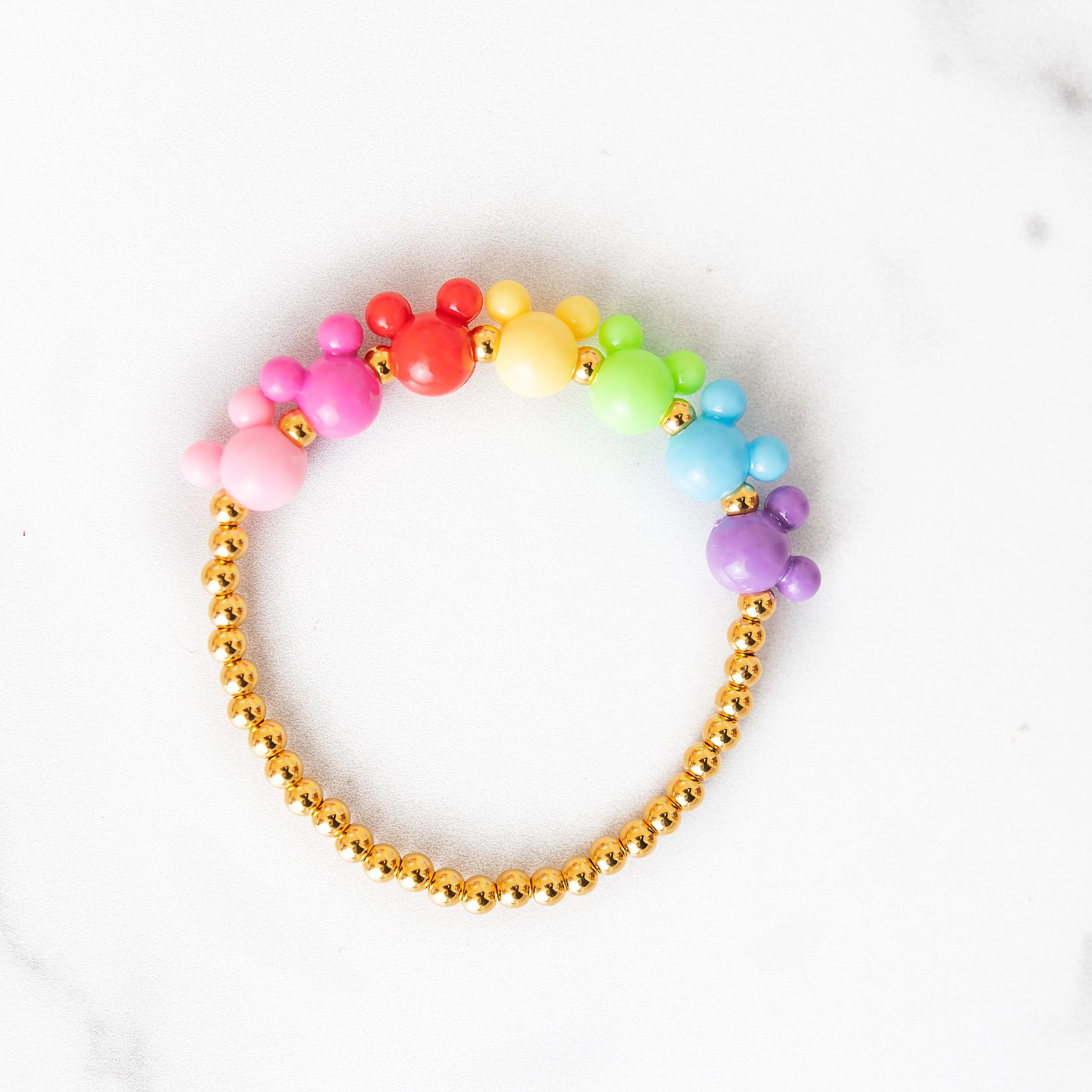 Rainbow Mouse Gold Beaded Bracelet | Golden Thread
