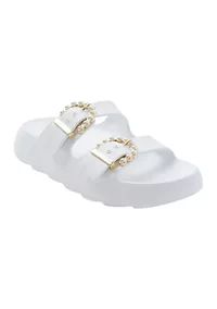 Pearl Buckle Slide Sandals | Belk