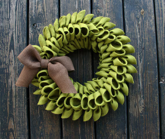Burlap Wreath Green Avocado Burlap Wreath | Etsy | Etsy (US)