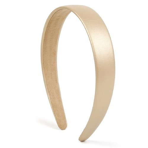 Huachi Gold Headbands for Women Girls 1 Inch Wide Thick Golden Hairband Faux Leather Headband for Women and Girls Fashion Plastic Hard Head Band Solid Colors | Amazon (US)