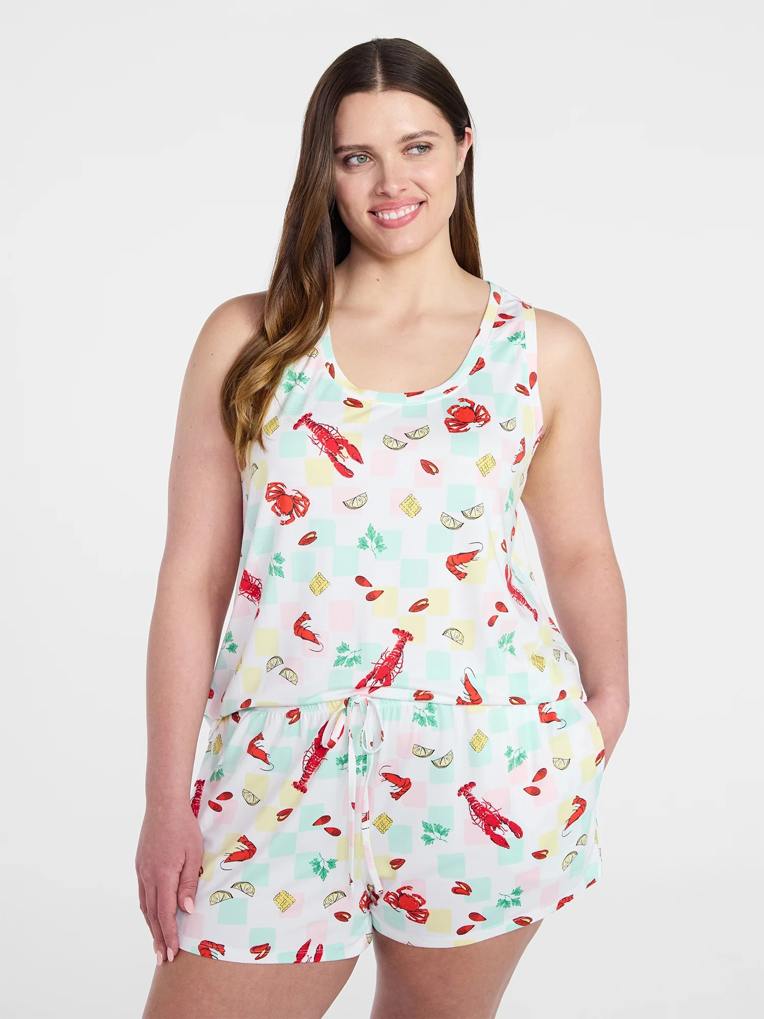 Joyspun Women's Tank Top and Shorts Pajama Set, 2-Piece, Sizes XS-3X | Walmart (US)