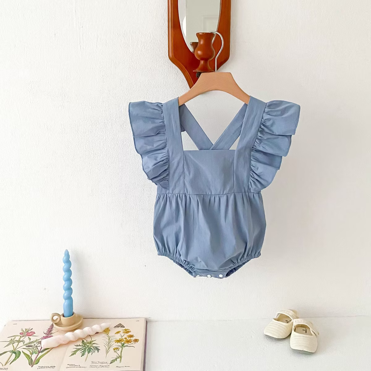 MyKids-USA Summer Baby Girls Solid Color Square Neck Onesie | Target