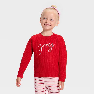 Toddler Girls' Crewneck Pullover Sweater - Cat & Jack™ Red 12M | Target
