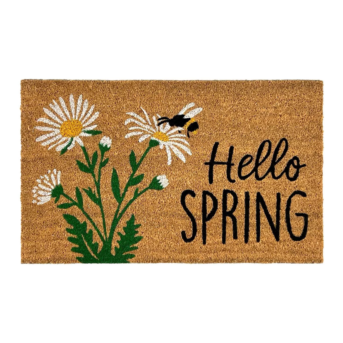 Kate Aurora Festive Hello Spring Floral Coir Outdoor Welcome Mat - 18"x30" | Target