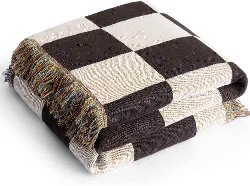Homewell Checkered Throw Blanket Checkerboard Blanket | Chessboard Blanket | Tan Throw Blanket Ch... | Amazon (US)
