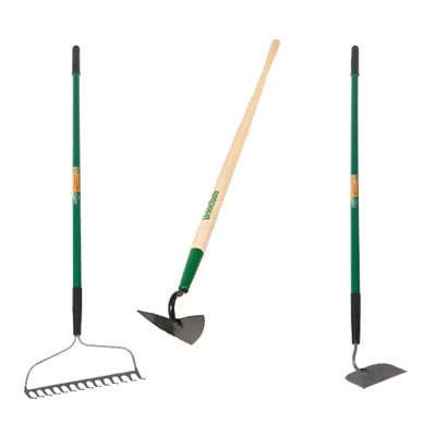 3-Piece Garden Tool Set with Bow Rake, Hoe, and Cultivator for Flower Beds and Soil Preparation - Union Tools | Target
