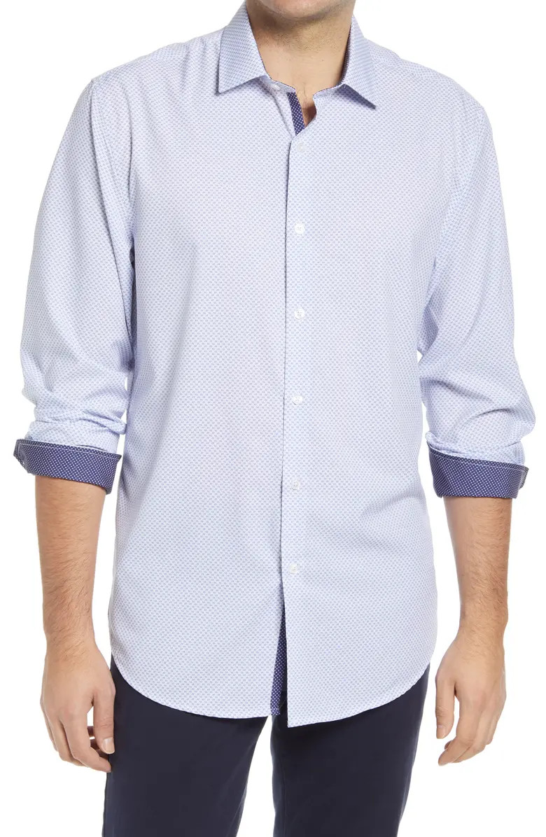 Microprint Performance Stretch Dress Shirt | Nordstrom