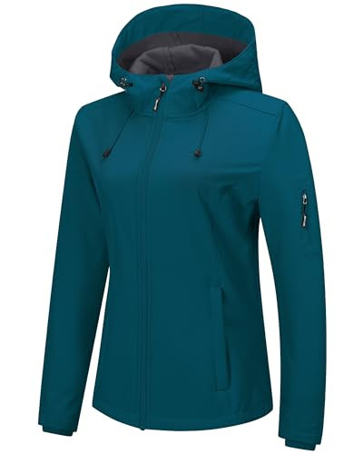 Outdoor Ventures Women's Softshell Jacket with Hood Fleece Lined Warm Lightweight Waterproof Insulated Windbreaker | Amazon (US)