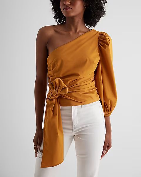 One Shoulder Tie Waist Top | Express