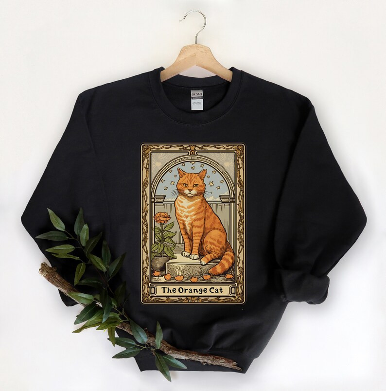 The Orange Cat Tarot Card Sweatshirt Cat Sweatshirt Orange - Etsy | Etsy (US)