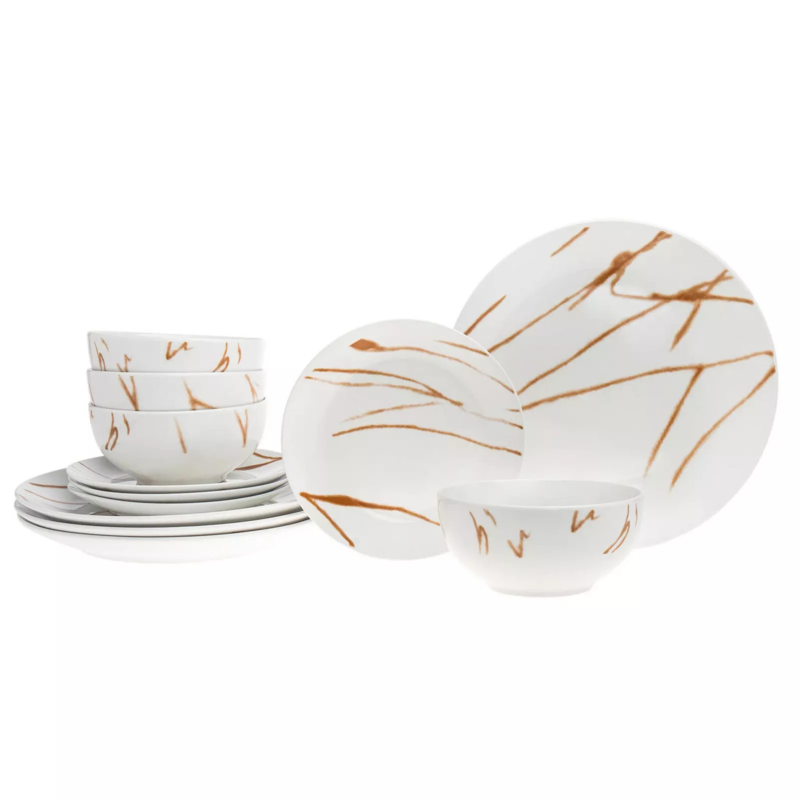 Godinger Silver Boulon Gold Porcelain 12 Piece Dinnerware Set | Kohl's
