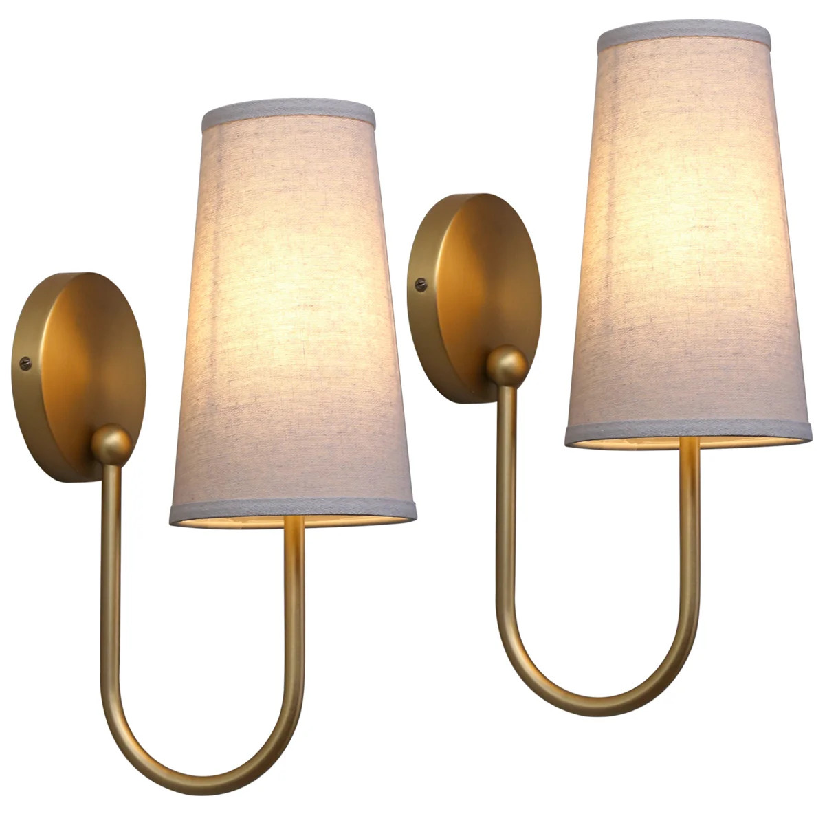 Brass Linen Fabric Shade Wall Sconce Set Of 2 | Wayfair North America