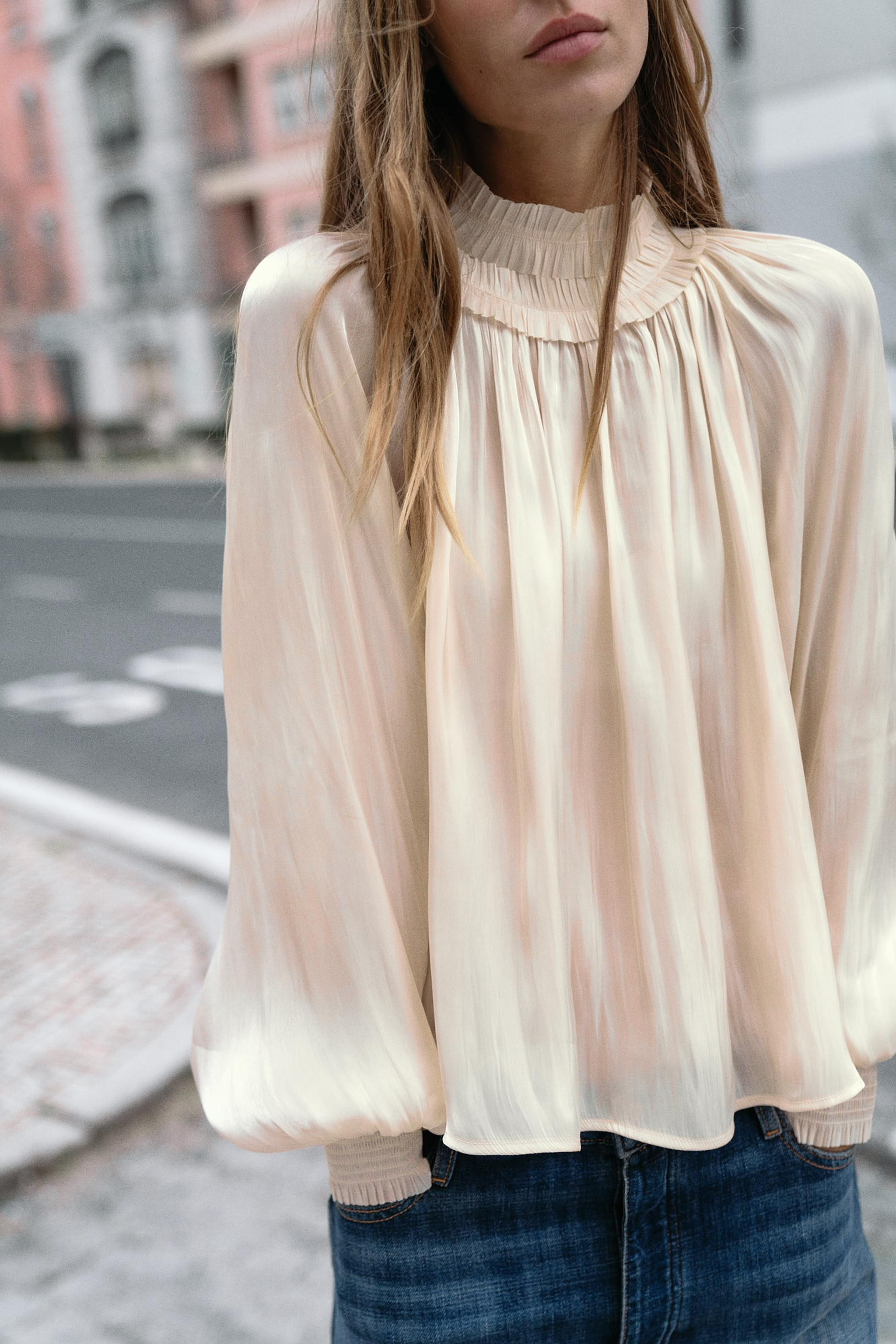 SATIN EFFECT SHIMMER BLOUSE | Zara US
