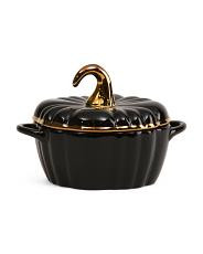28oz stoneware mini covered glossy pumpkin baker | TJ Maxx