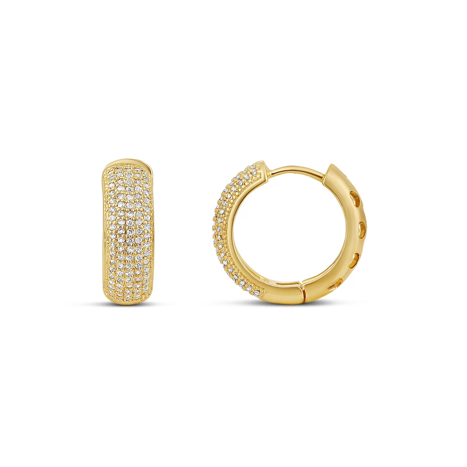 Thick Dome Pave Hoops - Gold | Wolf & Badger
