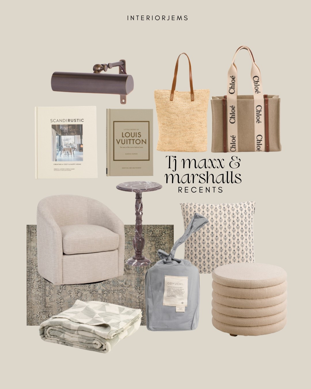 TJ Maxx and Marshalls, new arrivals, TJ Maxx, and Marshalls furniture, affordable, living room, furniture, accent chair, love this channel, tufted ottoman, throw pillow, bedding, beach, bag, Chloe bag, coffee, table, books, picture, light, area rug Loloi rug 

#LTKSaleAlert #LTKHome #LTKStyleTip