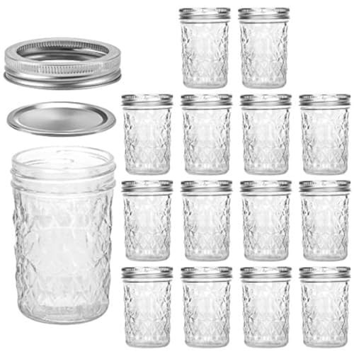 VERONES Mason Jars 8 OZ, 8 OZ Canning Jars Jelly Jars With Regular Lids, Ideal for Jam, Honey, Wedding Favors, Shower Favors, 15 PACK | Amazon (US)