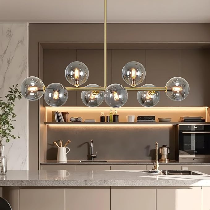 Dining Room Chandelier 37" Gold Sputnik Linear Chandelier for Dining Room, Island Light for Kitch... | Amazon (US)