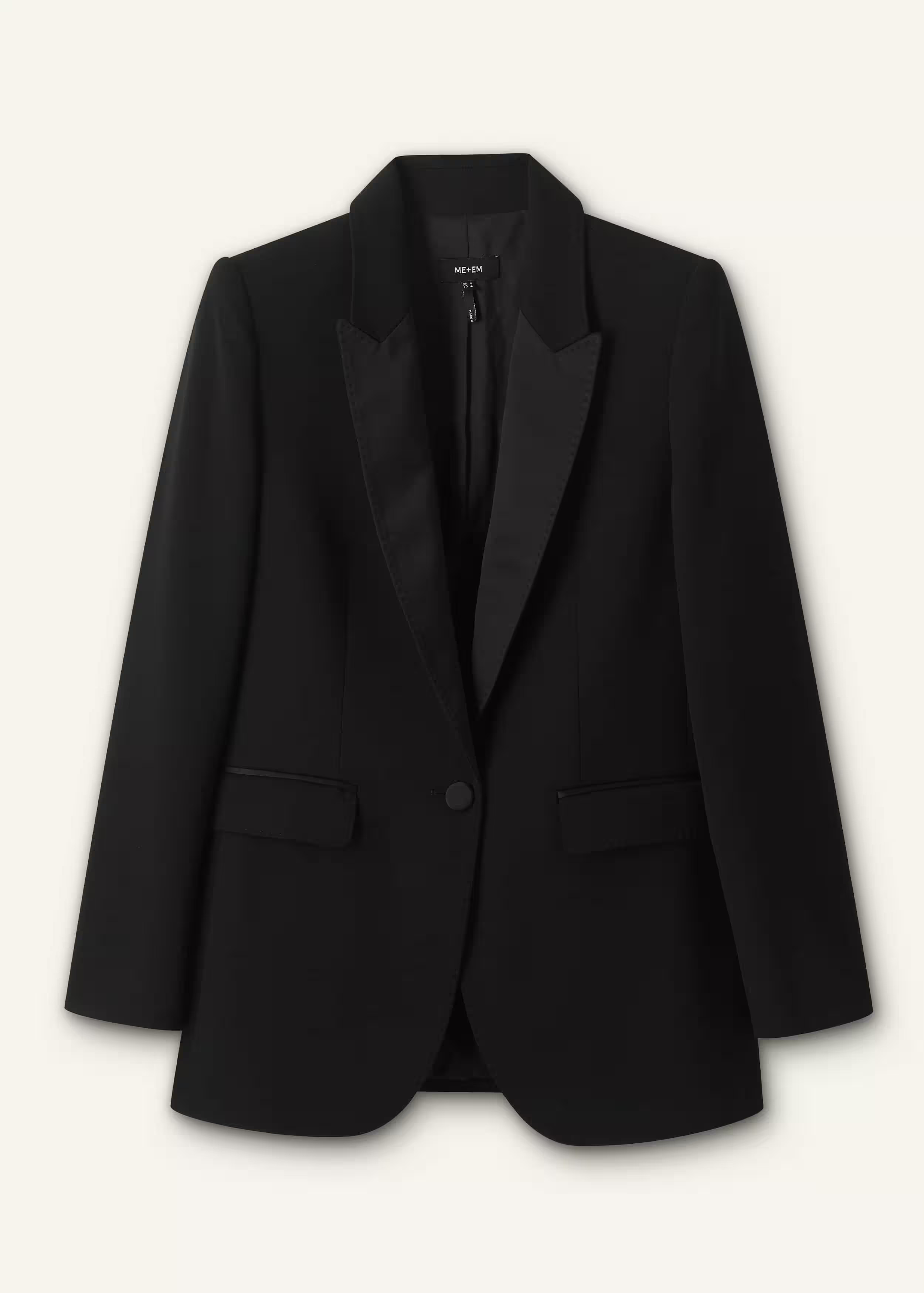 Women's Black Sharp Shoulder Tux Blazer | ME+EM | ME+EM Global (Excluding US)