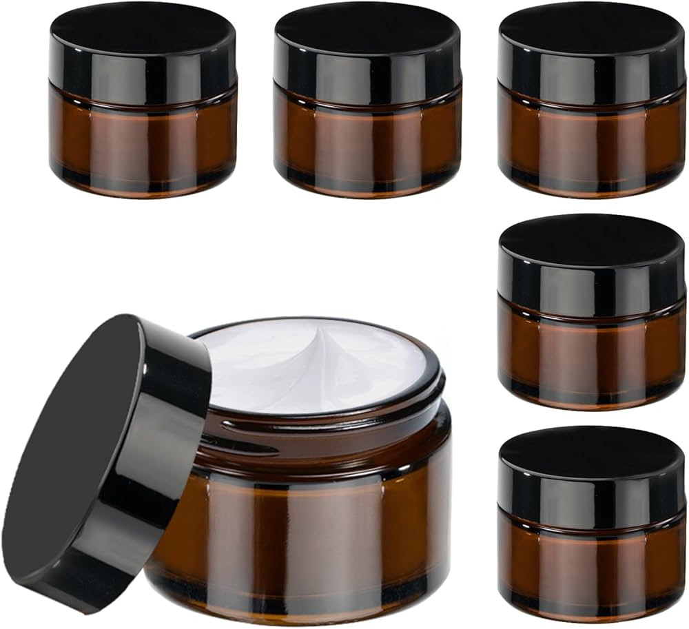6 St\u00fcck Glastiegel 30ml, Cremedosen zum Bef\u00fcllen Braunglas Cremetiegel Salbendosen Kosm... | Amazon (DE)