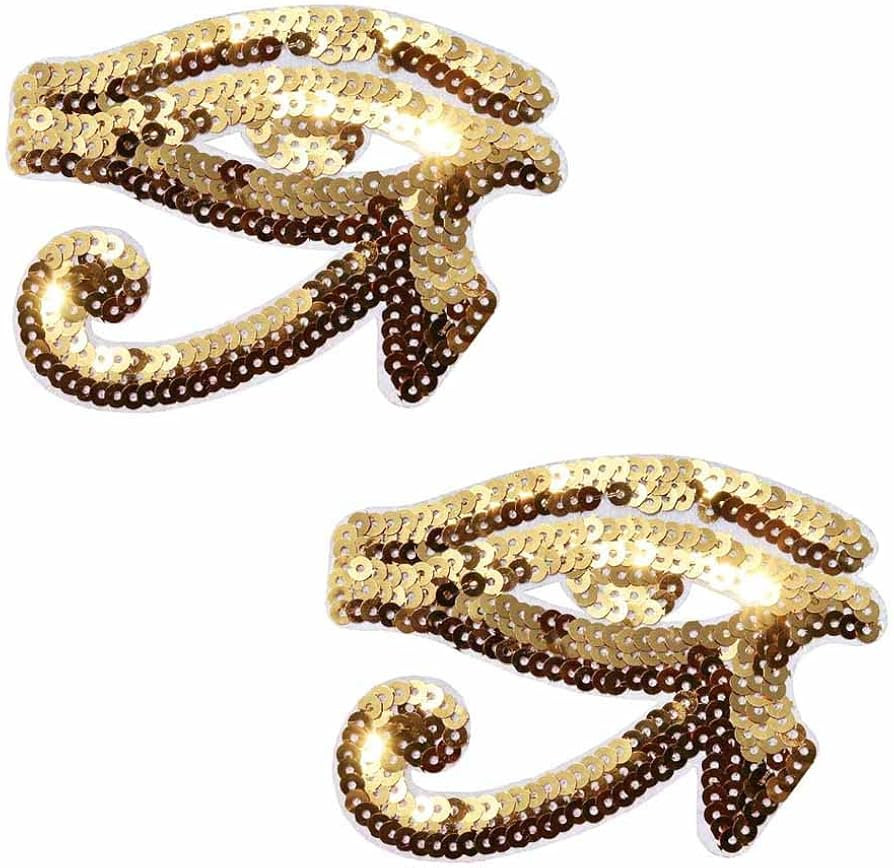 Eye of Horus Sequin Glitter Embroidered Iron on Patches 2 Pieces Set | Amazon (US)