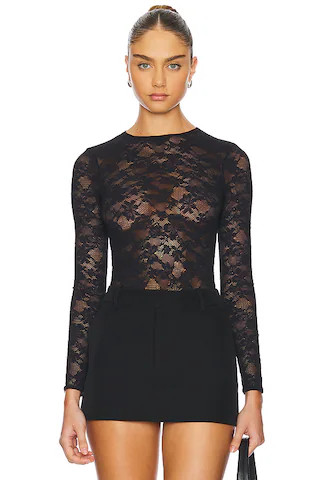 fleur du mal Le Stretch Long Sleeve Bodysuit in Black from Revolve.com | Revolve Clothing (Global)