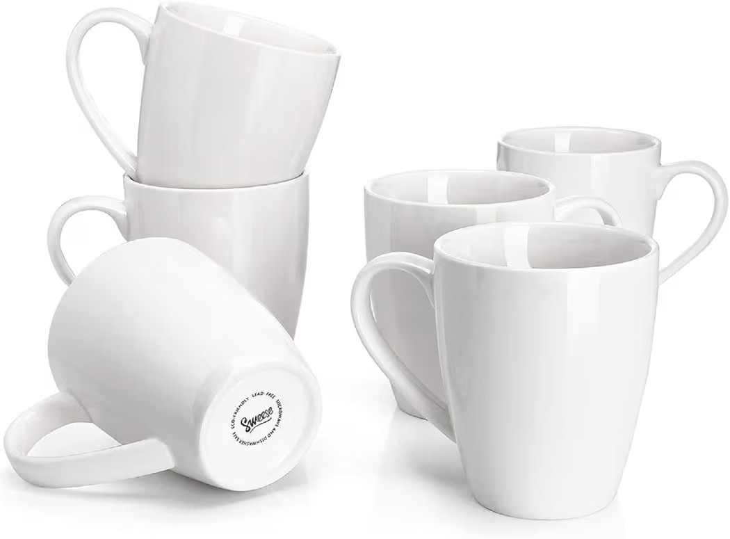 Sweese Porcelain Coffee Mugs - 16 Ounce - Set of 6, Cups for Latte, Hot Tea, Cappuccino, Mocha, C... | Amazon (US)