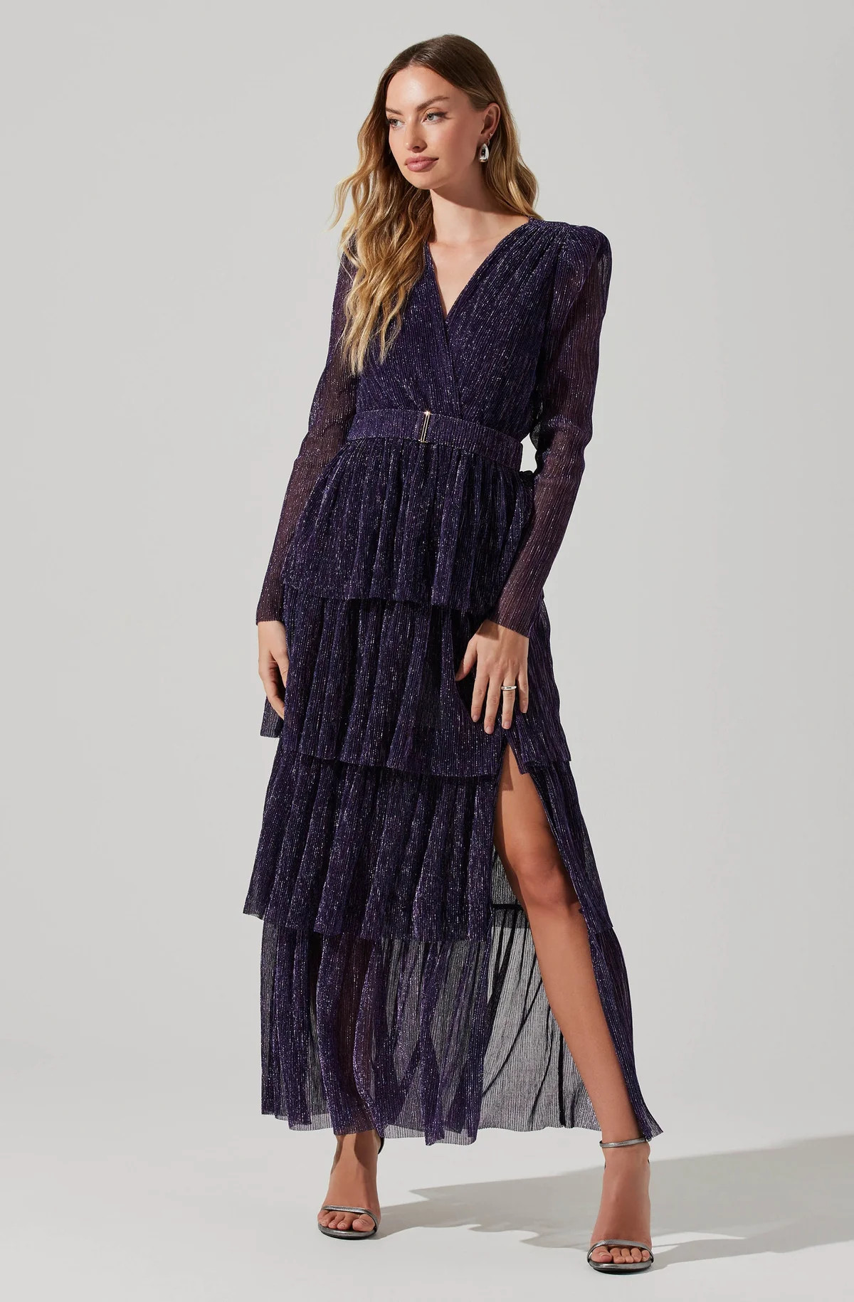 Danielle Metallic Tiered Ruffle Maxi Dress | ASTR The Label (US)