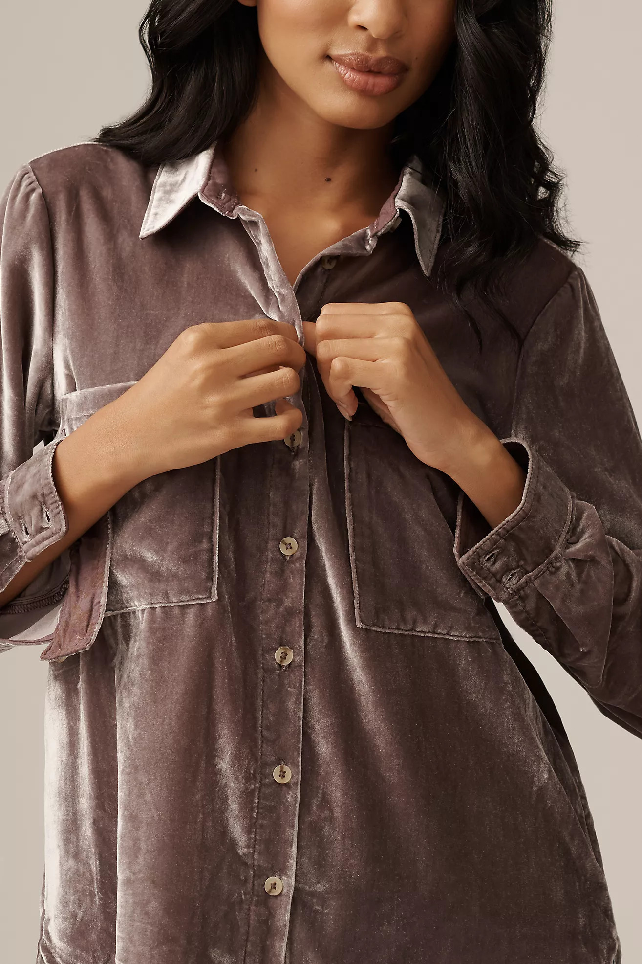 The Hadley Velvet Relaxed Buttondown Shirt by Pilcro | Anthropologie (US)