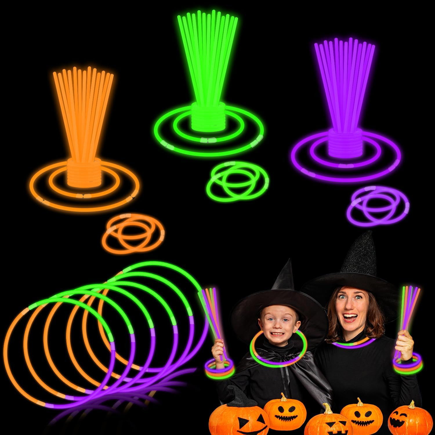 72-300 PCS Halloween Glow Sticks for Kids, Light Up Party Favors Toys Gifts | Amazon (US)