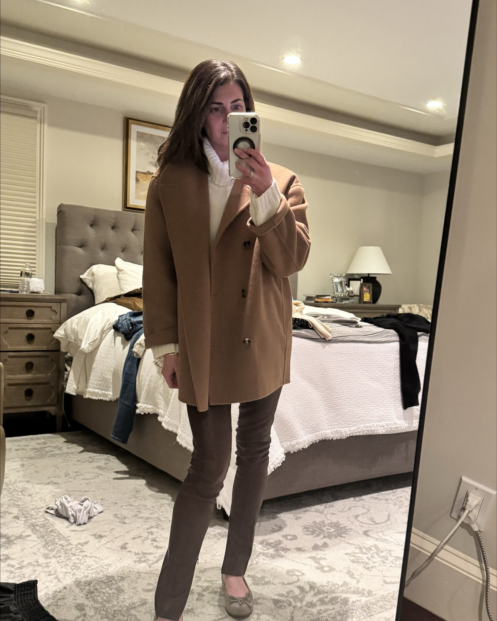 Brown is the new it color fall winter look leather leggings split hem modified trench wool coat turtleneck flats suede

#LTKSeasonal #LTKHoliday #LTKStyleTip
