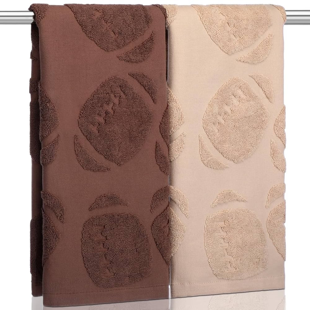 2 Pcs Football Hand Towels for Bathroom Cotton Absorbent Football Jacquard Weave Bath Towel Rugby... | Amazon (US)