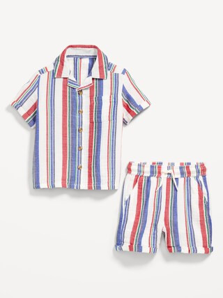 Printed Double-Weave Shirt and Shorts Set for Toddler Boys | Old Navy (US)
