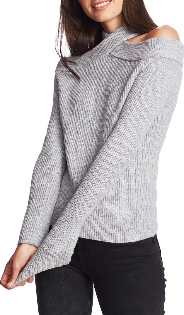 Cross Neck Cold Shoulder Cotton Blend Sweater | Nordstrom