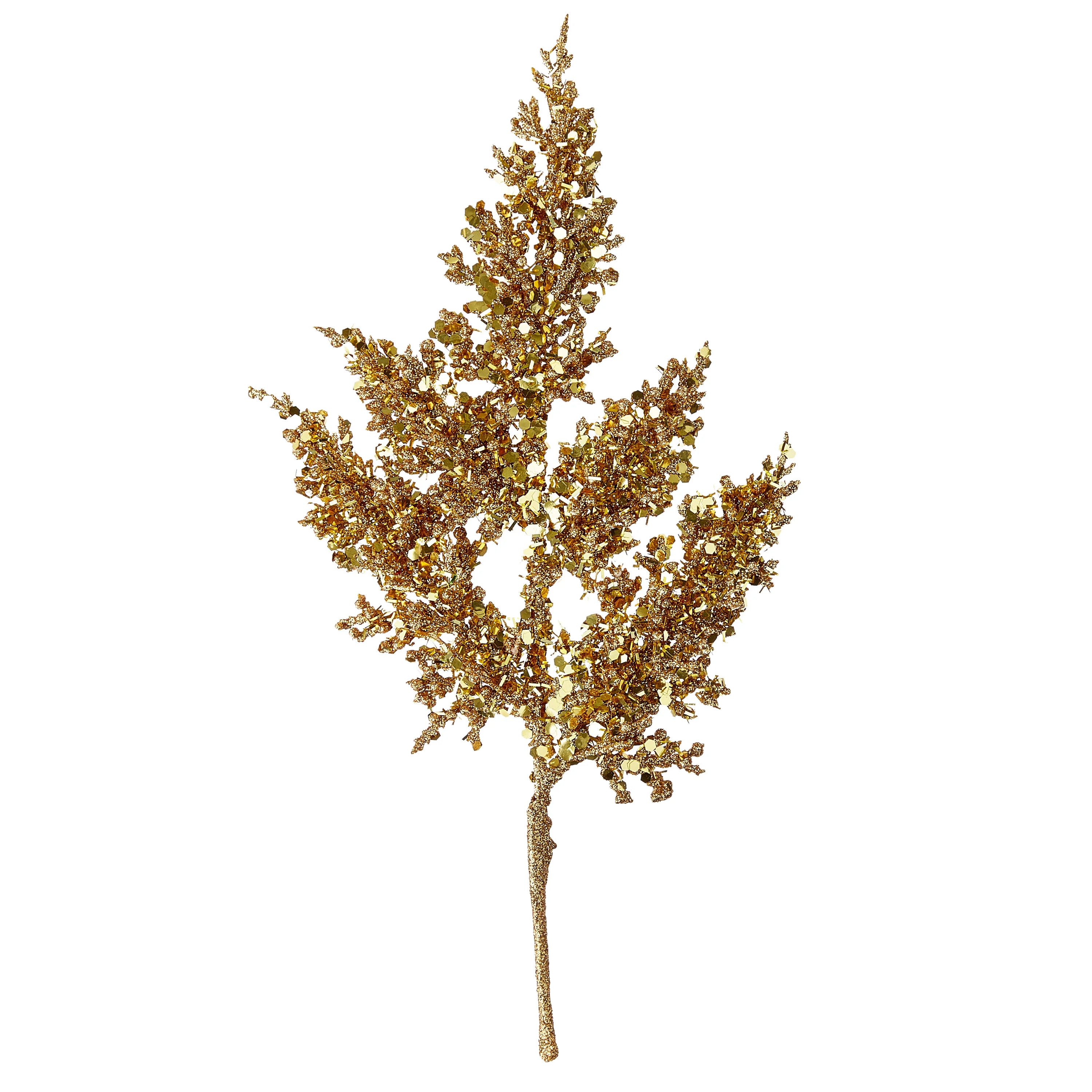 Glitter Leaves Christmas Pick, Gold, 9 in, by Holiday Time | Walmart (US)