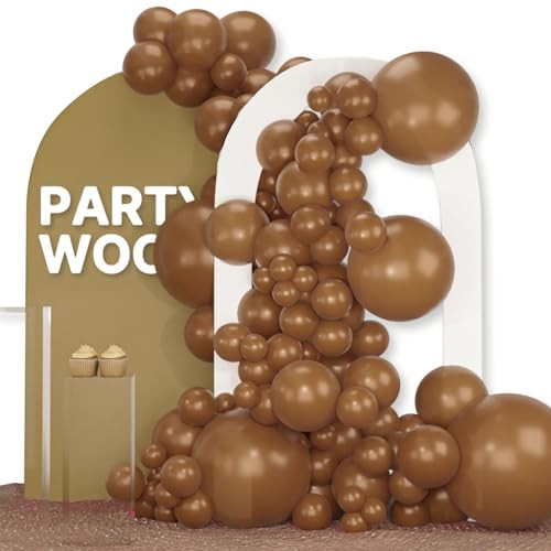 PartyWoo Coffee Brown Balloons, 120 pcs Boho Brown Balloons Different Sizes Pack of 18 Inch 12 Inch 10 Inch 5 Inch Brown Balloons for Balloon Garland or Balloon Arch as Party Decorations, Brown-F09 | Amazon (US)