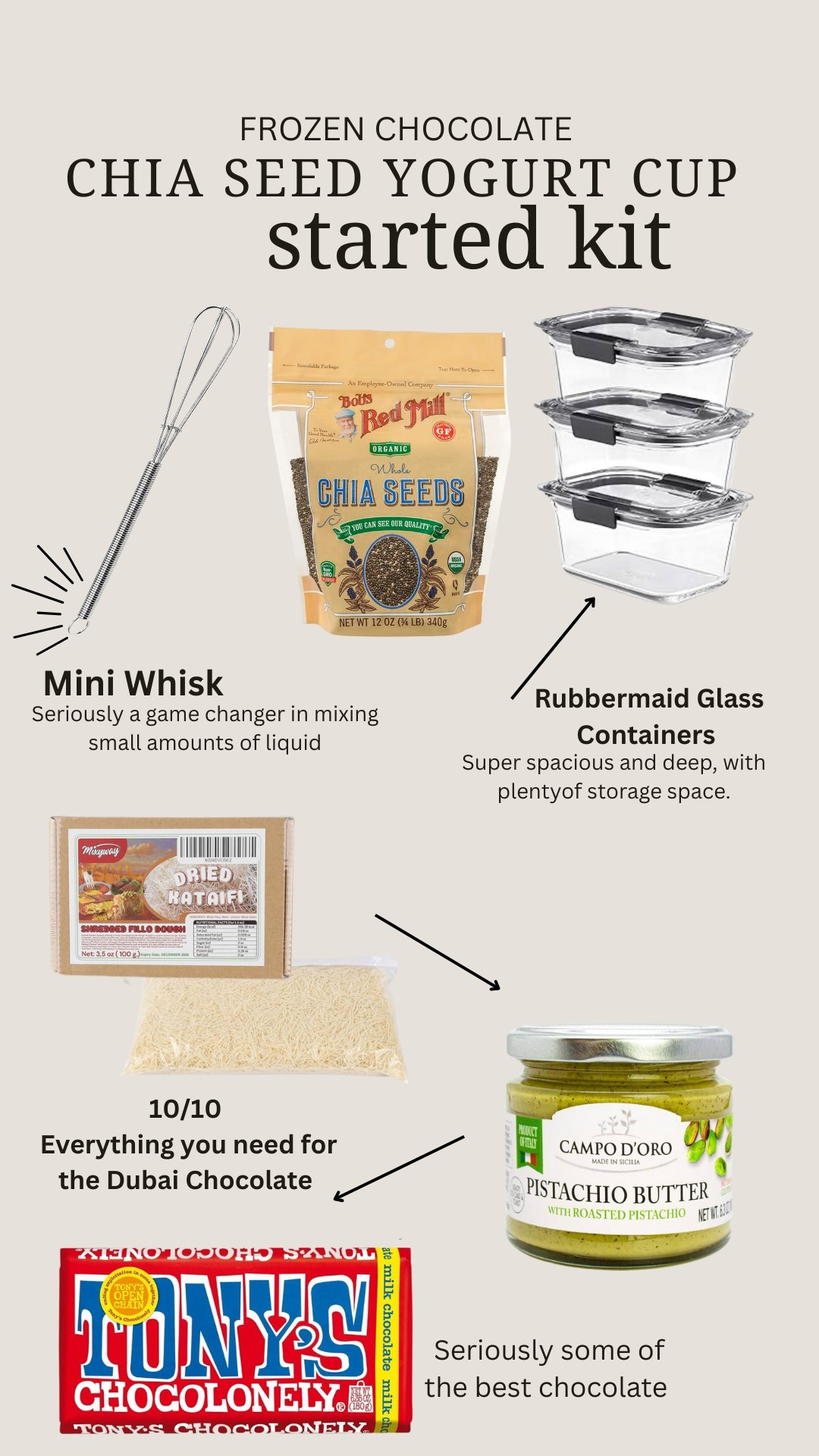 Everything you need to make my viral frozen chocolate, Chia seed yogurt cups