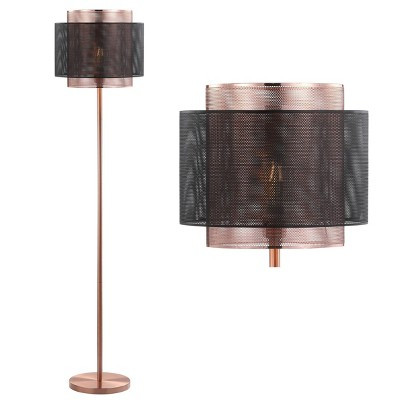 60.5" Metal Tribeca Floor Lamp (Includes LED Light Bulb) Copper - JONATHAN Y: Modern Mesh Drum, UL Listed, 1-Way Switch | Target
