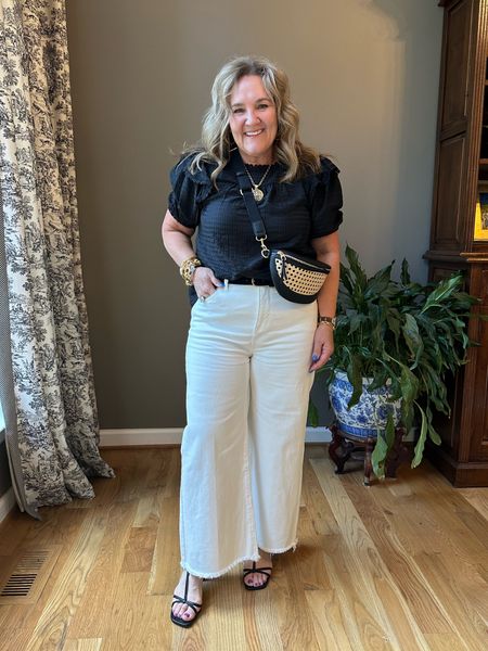 Elevated black and white look. 

Blouse size large. I love the lightweight fabric and cool trim. 
Jeans are risen jeans had to size up to a 32/15
10% off code NANETTE10

Spring outfit spring denim 

#LTKOver40 #LTKMidsize #LTKFindsUnder100